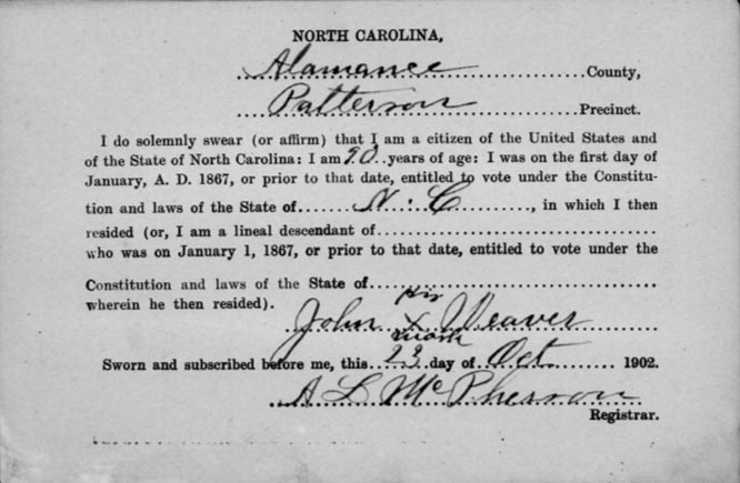 File:Alamance County North Carolina voter registration card 1902.jpg