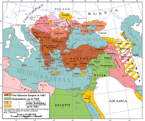 1481年至1683年之间奥斯曼帝国的领土变迁