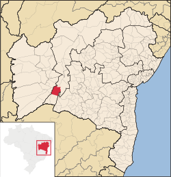塞拉-杜拉马略在巴西和巴伊亚州的位置