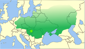 阿提拉統治下的匈人帝國鼎盛時期疆域圖
