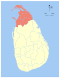 Map indicating the extent of Northern Province within Sri Lanka