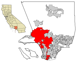 洛杉矶在加利福尼亚州洛杉矶县中的位置