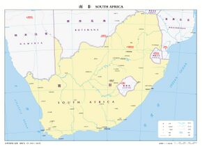 南非在非洲的位置（淺黃色）
