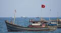 一艘悬挂越南国旗的民用渔船