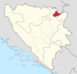 布尔奇科区在波斯尼亚和黑塞哥维那的位置