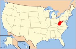 西弗吉尼亚州在美国的位置