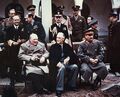 雅尔塔会议中的三巨头：丘吉尔、罗斯福和斯大林。