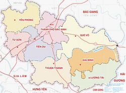 良才县在北宁省的位置