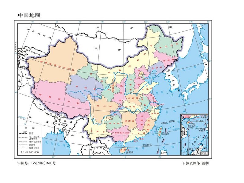 File:中国地图4800万64开分省设色有邻国线划二.jpg