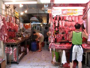 香港室内“街市”的猪肉店