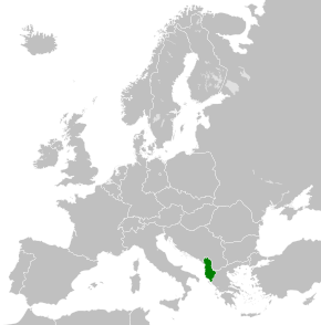 阿尔巴尼亚在欧洲的位置